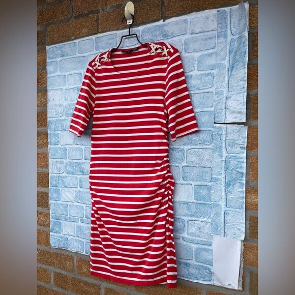 Veronica Beard Foley Ruched Stripe Dress medium - Picture 2 of 8